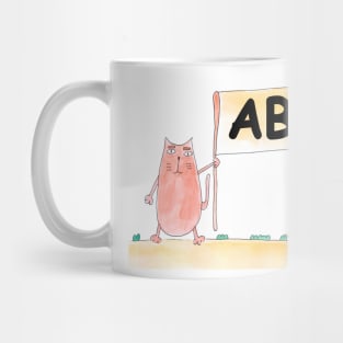 АВЕ name. Personalized gift for birthday your friend. Cat character holding a banner Mug